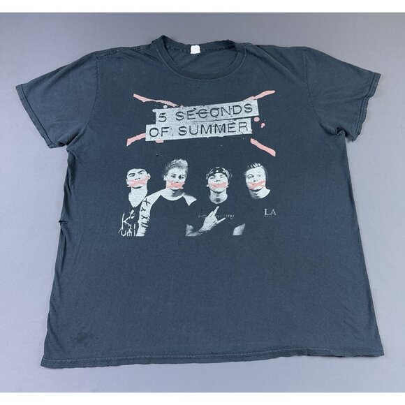 5 Seconds Of Summer Band Tee Pop Music Tour Concert Album Thrashed Black 2XL - Picture 1 of 14